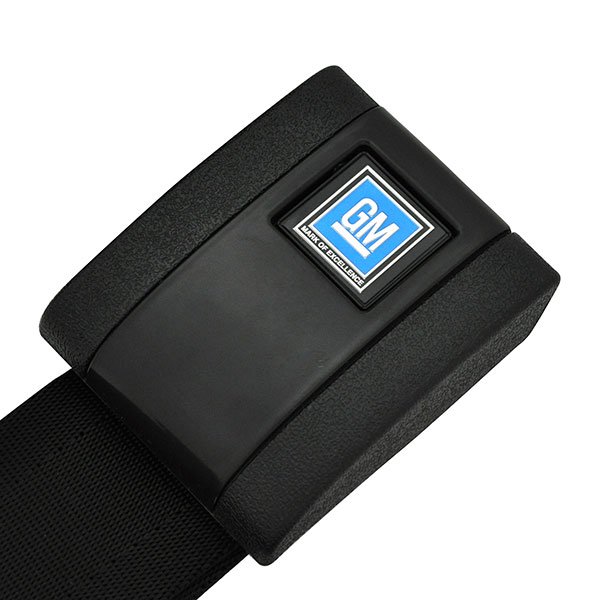 1970 Chevrolet El Camino NEW STANDARD REPRODUCTION FRONT RETRACTOR SEAT BELTS WITH PLASTIC BUCKLE BLACK WEBBING - PAIR | IN3201Z
